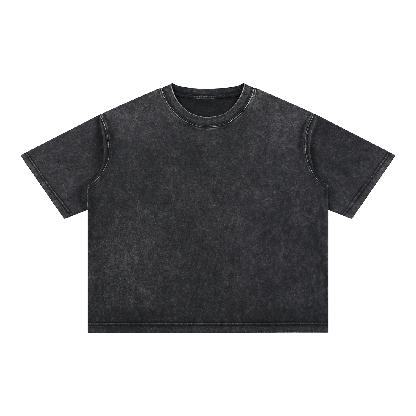 Mineral Wash Boxy Cotton T-Shirt, Black