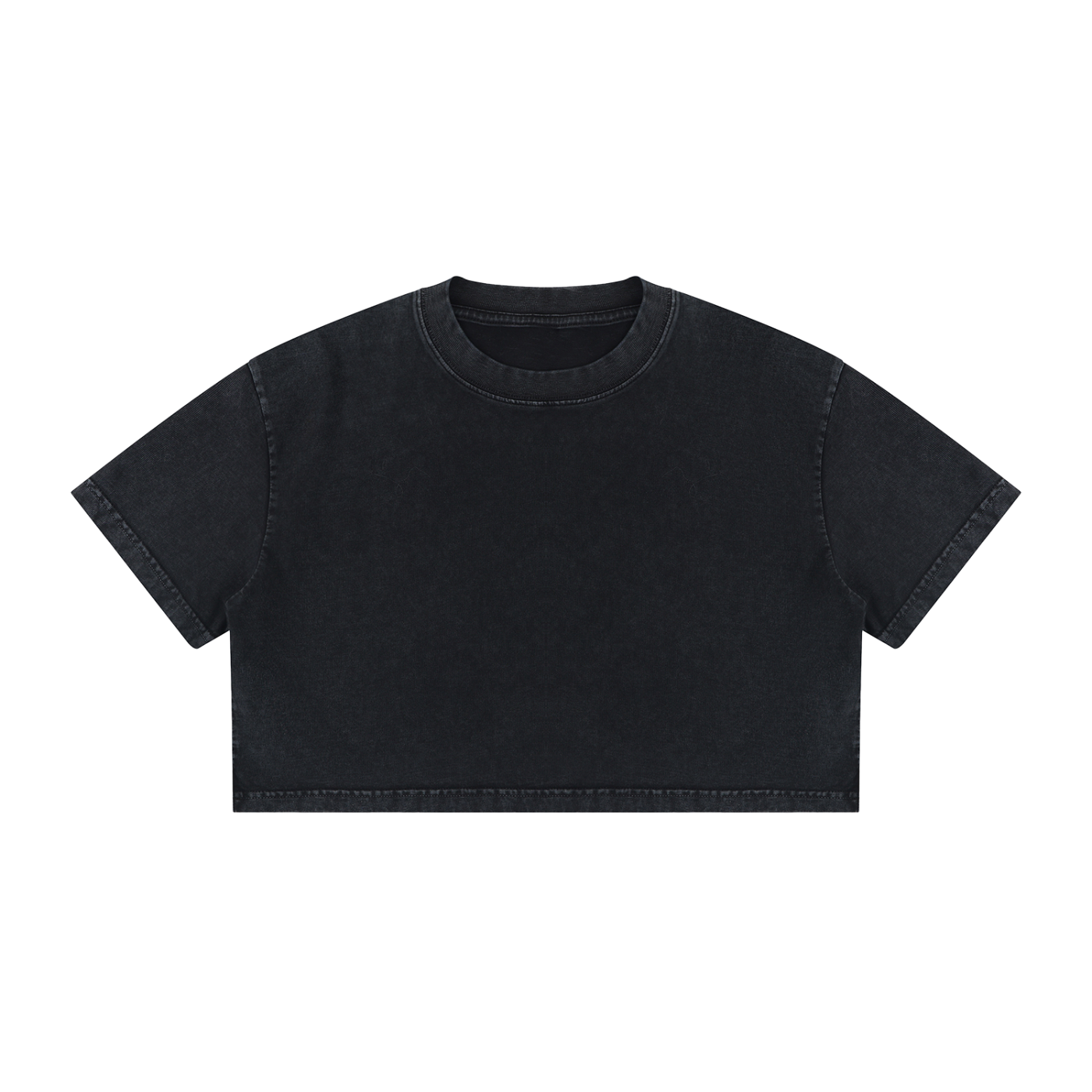Women's Mineral Wash Cotton Crop T-Shirt, Black